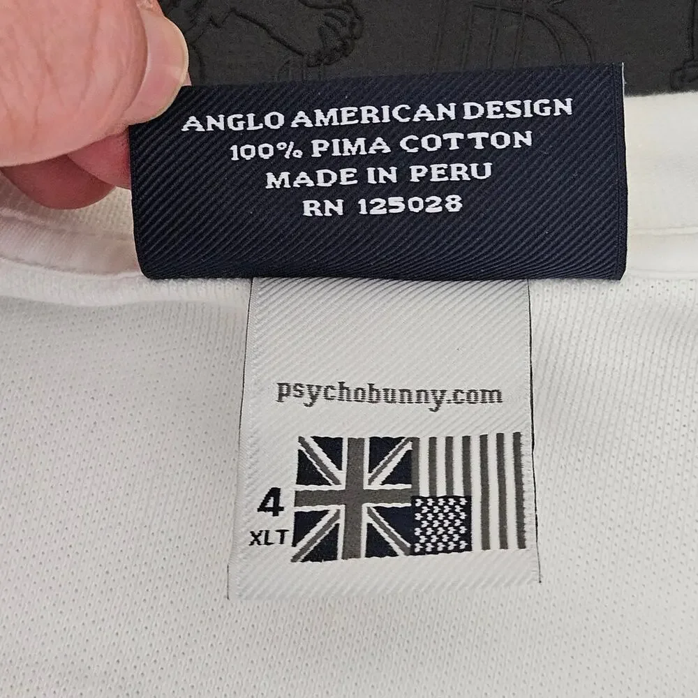 Psycho Bunny Big and Tall‎ Classic White Polo | Men's 4XLT | MULTIPLE STAINS